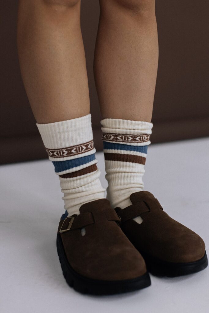 Brown & Blue Patterned Socks